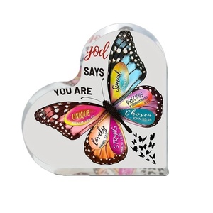 งานฝีมือคริสตัลรูปหัวใจทำจากอะคริลิคโปร่งใสพร้อมของขวัญวันแม่แบบข้ามพรมแดนสำหรับเป็นของที่ระลึกรูปผีเสื้อ - Product Image 5