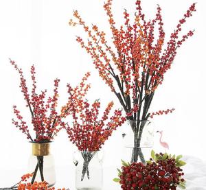 ต้นไม้ประดิษฐ์ติดเพดานสี<span class=keywords><strong>แดง</strong></span> ตกแต่งคริสต์มาส ผลไม้บานสะพรั่ง ดูเป็นธรรมชาติ ต้นไม้และพืชประดิษฐ์ในกระถาง - Product Image 3