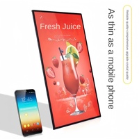Boîte lumineuse LED ultra-fine en alliage d'aluminium de 1 cm, à suspendre/murale, 5000 lumens, avec verre trempé, affichage de menu coulissant pour restaurant