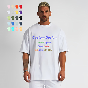 T-Shirt da <span class=keywords><strong>Uomo</strong></span> in Cotone di Buona Qualità con Logo Personalizzato, Multicolore, Girocollo, Oversize, Casual, Tinta Unita - Product Image 2