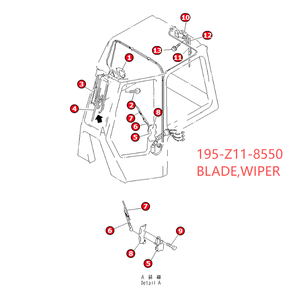 Механизм стеклоочистителя в сборе 195-Z11-8550 для бульдозеров Komatsu D155A D275A D275AX D375A D475A D475ASD D61E - Product Image 4