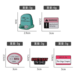 Sming Pins LGBT <span class=keywords><strong>Gay</strong></span> Pride esmalte Pins aquí es mi heterosexualidad <span class=keywords><strong>Gay</strong></span> fuerte y molesto broches de Metal insignia de solapa joyería divertida - Product Image 6