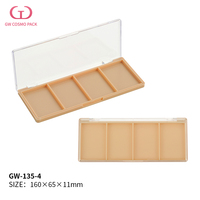 Palette de maquillage vide rectangulaire 4 compartiments en ABS/PS/PET, couvercle transparent, logo personnalisé, OEM ODM, vente en gros, directement de l'usine