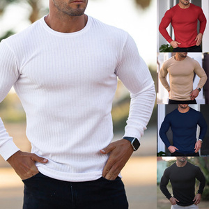T-shirt homme 2022 de haute qualité, personnalisé, imprimé par transfert thermique, 100% coton biologique tissé, col rond, coupe ajustée, respirant, uni, manches longues - Product Image 6