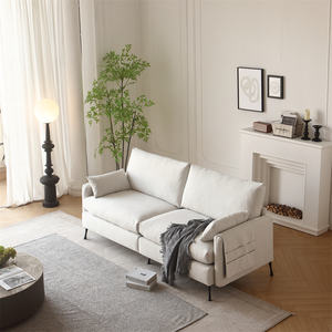 Asiento profundo nórdico, <span class=keywords><strong>sofá</strong></span> de nube blanca de <span class=keywords><strong>2</strong></span> <span class=keywords><strong>plazas</strong></span> con <span class=keywords><strong>2</strong></span> reposabrazos, almohadas, asiento de amor para sala de estar, dormitorio, oficina, apartamento - Product Image 2