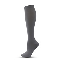 Chaussettes de compression unisexe pour activités de plein air, course à pied et cyclisme, absorbant la transpiration, tissées, longues, couleur unie, avec manchette de mollet et semelle.