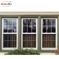 Puerta corredera Vertical de vidrio de rejilla de vinilo de PVC de estilo americano europeo y ventana de marco de doble suspensión UPVC de eficiencia energética