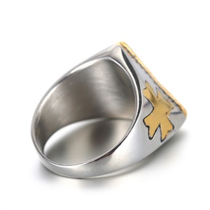 Gold & Silver Casual/Sporty Style Eye of Providence Triangle Signet Cluster <b>Rings</b> <b>for</b> <b>Men</b> - Product Image 4