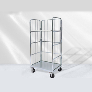 Hot bán Heavy-Duty xách tay nestable CuộN container giỏ hàng 3-Side ráp dây lưới CuộN lồng siêu thị hậu cần kim loại - Product Image 2