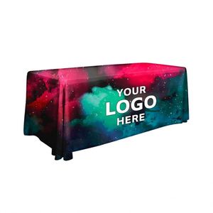 ผ้าคลุมโต๊ะสแปนเด็กซ์พิมพ์โลโก้ตามสั่ง พร้อมกระโปรง ผ้าคลุมโต๊ะยืดหยุ่น ป้องกันรอยยับ ซักได้ - Product Image 1