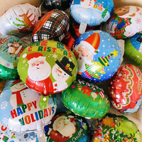 Vente en gros de ballons en feuille d'aluminium espagnols de 18 pouces, imprimés avec Père Noël, bonhomme de neige et étoiles, pour la décoration sur le thème de Noël