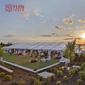 Tenda pesta pernikahan, tenda luar ruangan mewah besar transparan bening Pvc 10x30 20x30 20x40 acara pernikahan