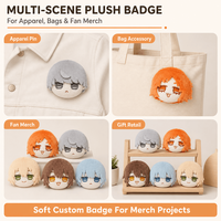 Badge brodé en peluche en gros, personnalisé avec personnage de dessin animé, patch en tissu doux, logo appliqué, cadeau promotionnel OEM ODM
