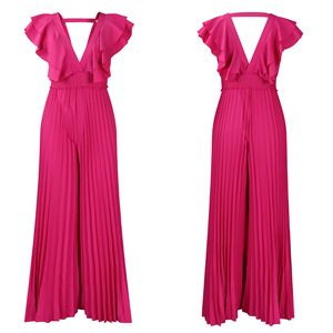 Nuevo Mono de Moda para Mujer con Escote en V Profundo, Cintura Alta, Sexy, con Volantes y Pierna Ancha - Product Image 6