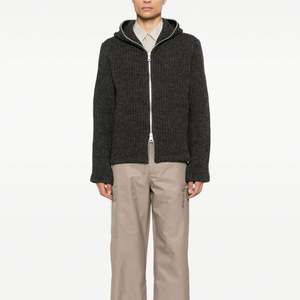 LOGO personalizado doble cremallera de color sólido de punto hombres cárdigan con capucha, lana Mohair invierno cálido hombres sudaderas con capucha y sudaderas - Product Image 1