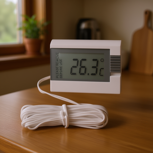 เทอร์โมมิเตอร์ดิจิตอลแบบมีหัววัด 26.3 องศาเซลเซียส สำหรับใช้ภายในและภายนอกอาคาร เหมาะสำหรับใช้ในบ้าน - Product Image 3