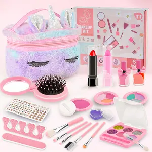 2023 new design kids makeup kit sets cosmetics pretend play kids makeup kit set toys for girls 8 years color bag box