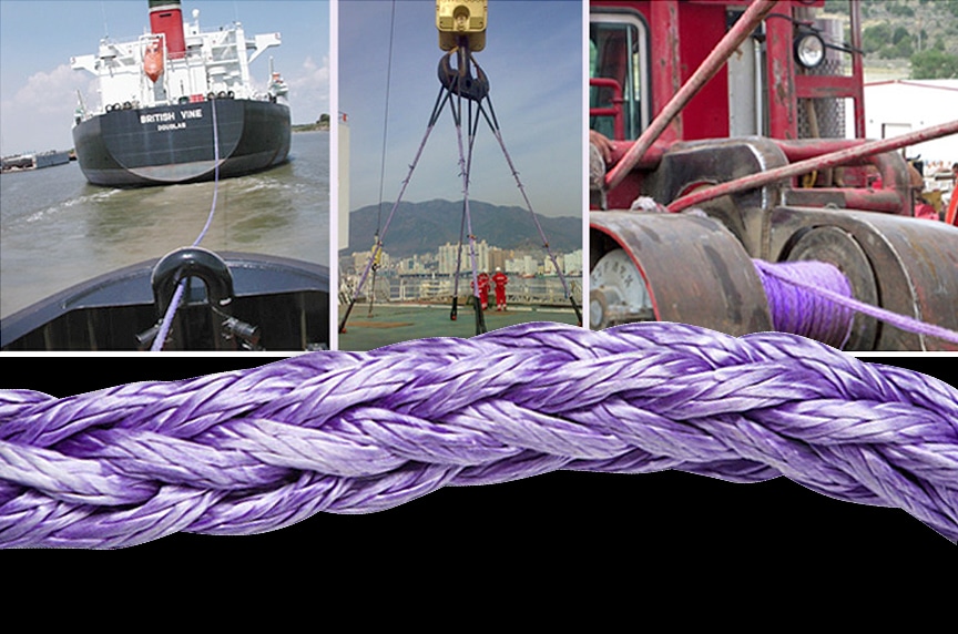 Yellow Marine 12 Strand Mooring Rope Braided Uhmwpe ABS Approved
