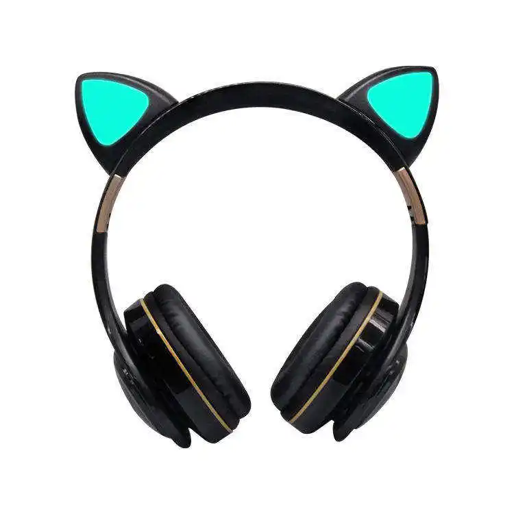Custom High Quality Over-ear Earphones Cute Cat Ear Headphones Girls Wireless Headset With Mic