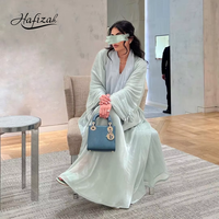 Abaya Cardigan Kimono Longue en Satin Scintillant pour Femmes Musulmanes Hafizah, Robe Maxi à Manches Longues, Robe de Soirée Élégante Dubaï Turquie