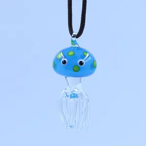 Handmade Murano Inspired Flying Glass Jellyfish Necklace Pendant
