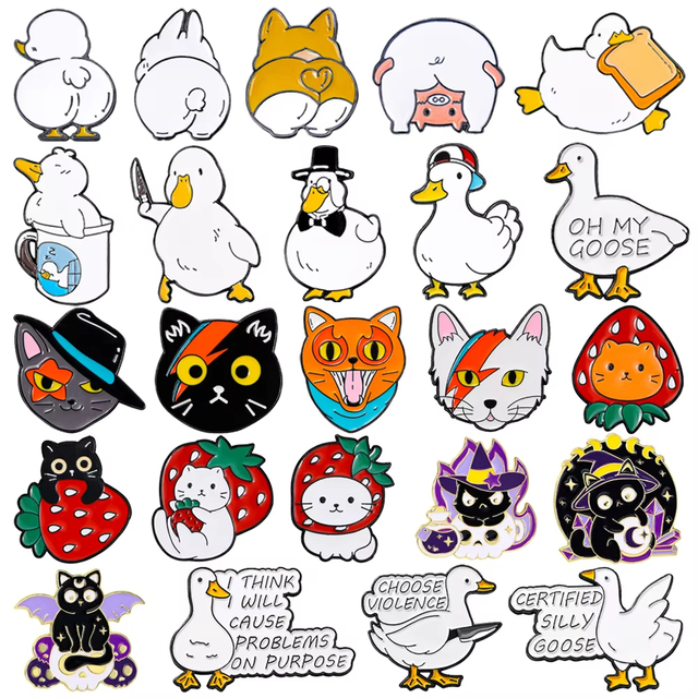 Metal Crafts Accessory Design Your Own Enamel Pins Custom Hard Enamel Pin Funny Cartoon Animals Duck Lapel Badges