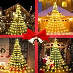 <span class=keywords><strong>Luces</strong></span> de <span class=keywords><strong>cascada</strong></span> azules con luz LED, decoraciones navideñas, 8 modos, <span class=keywords><strong>luces</strong></span> navideñas para árbol, decoraciones navideñas exteriores - Product Image 5