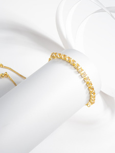 Square Cubic Zirconia Tennis <b>Bracelet</b> Adjustable Slide Chain Women Sparkling <b>Crystal</b> <b>Bracelet</b> Wedding Bridal Jewelry - Product Image 6