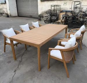 Juego de Muebles de Jardín de Lujo, Juego de Comedor de Teca para Exteriores, Mesa y Sillas de Comedor Modernas para Exteriores con Estructura de Teca, Madera Maciza - Product Image 2