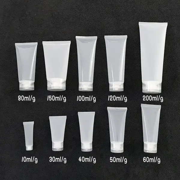 Tubo Transparente brillante para limpieza facial, tubo vacío transparente, 10g, 30g, 40g, 50g, 80g, 100g, 200g