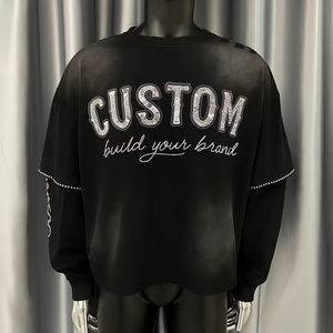 <span class=keywords><strong>T</strong></span>-<span class=keywords><strong>shirt</strong></span> streetwear premium en coton oversize avec strass et design graphique <span class=keywords><strong>de</strong></span> luxe pour les marques <span class=keywords><strong>de</strong></span> mode - Product Image 2
