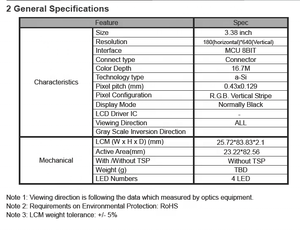 Topwin TFT-LCD, resolusi tinggi 3.38 ''3.38 inch 3.38 inch 180x640 pixel penuh warna TFT-LCD panel display LCM TFT338A1 - Product Image 6