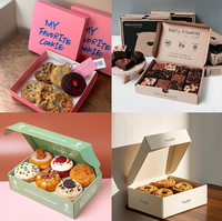 Petite grande boîte à pâtisserie cadeau rose avec logo personnalisé Emballage en carton de luxe Boîte à biscuits Brookie personnalisée avec séparateurs