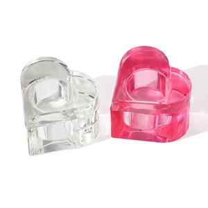 Il più nuovo cuore rosa tazza di vetro di cristallo di alta qualità strumento acrilico per Nail Art piatto a cuore tazza di vetro liquido con coperchio piatto <span class=keywords><strong>Dappen</strong></span> - Product Image 1