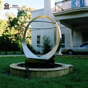 Fuente al aire libre Estatua abstracta de metal Característica de agua de acero inoxidable al por mayor