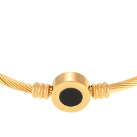 Bracelet manchette ouvert en nacre et abalone, bijoux en acier inoxydable plaqué or 18 carats PVD