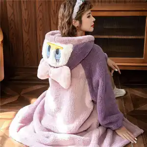 New Low MOQ Mädchen Pyjamas niedlichen Cartoon Winter flauschige Watte Student Bademantel Frauen Onesie Cosplay Erwachsene Langarm