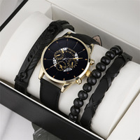 Ensemble de montres très vendu, 4 pièces, montre-bracelet pour homme, montre à quartz ajourée avec calendrier, plus 3 bracelets, vente en gros de montres pour homme, coffret cadeau