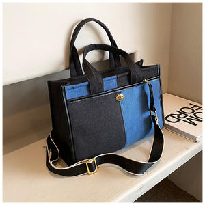 Denim Durable Zipper Closure Unisex New Fashion Color Contrast <b>Patchwork</b> Casual High Quality Customized Color Customized Logo - Product Image 2