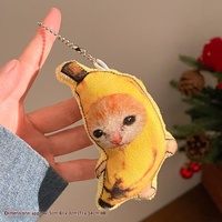 Porte-clés en peluche chat banane pleurant tendance, jouet sonore doux et couineur, cadeau Kawaii Meme pour sac, école, décoration de rétroviseur de voiture