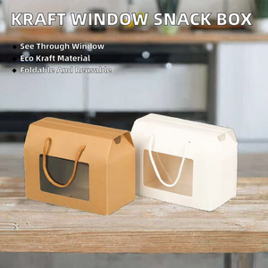 Kraft Paperboard Window Hand <b>Box</b> for Snack Fruit Gift Packaging Reusable Recyclable <b>Folder</b> Style UV Printed Packaging <b>Box</b> - Product Image 2