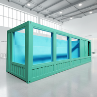 Piscine Conteneur Préfabriquée Populaire de 40 Pieds en Structure Acier avec Grandes Fenêtres en Verre, Design Industriel, Écologique, Garantie 2 Ans