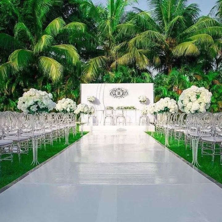 Beyaz ayna halı koridor Runner PVC sahne dekorasyon düğün ayna halı için düğün