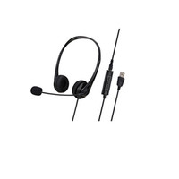 Headset Overhead Opptel USB Berkabel dengan Peredam Kebisingan untuk Komputer dan Call Center