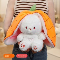 Nouvelle Peluche Lumineuse Respirante en PVC, Thème Fraise Carotte Lapin, Mignonne et Apaisante pour le Sommeil, Rembourrée en Coton PP, Sac en Maille