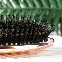 Brosse démêlante de luxe OEM personnalisée avec logo, en poils de sanglier électroplaqués et nylon mélangé, pour massage du cuir chevelu, antistatique et coussinée, pour femmes
