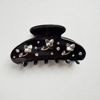 Pince à cheveux requin de luxe française, grande, en plastique léger et durable, design de niche, incrustée de strass, pour femme, usage quotidien