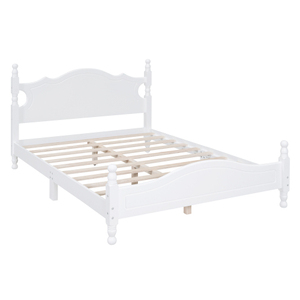 Modern Full Size Solid <b>Pine</b> Wood Eco-Friendly & Durable Platform <b>Bed</b> <b>Frame</b> with Wooden Slat Support White Bedroom <b>Bed</b> - Product Image 4