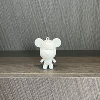 Vente flash : Mini porte-clés en résine fluide faits à la main, ours et lapin, animaux de dessin animé, sculpture peinte à la main pour la vente en gros