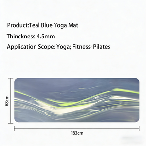 Tapete de Yoga Antideslizante de Doble Cara Azul Verde Azulado, Base de Caucho Natural Extra Gruesa con Textura Ondulada de Fibra de Coco/PU Colorida, para Gimnasio en Casa - Product Image 5